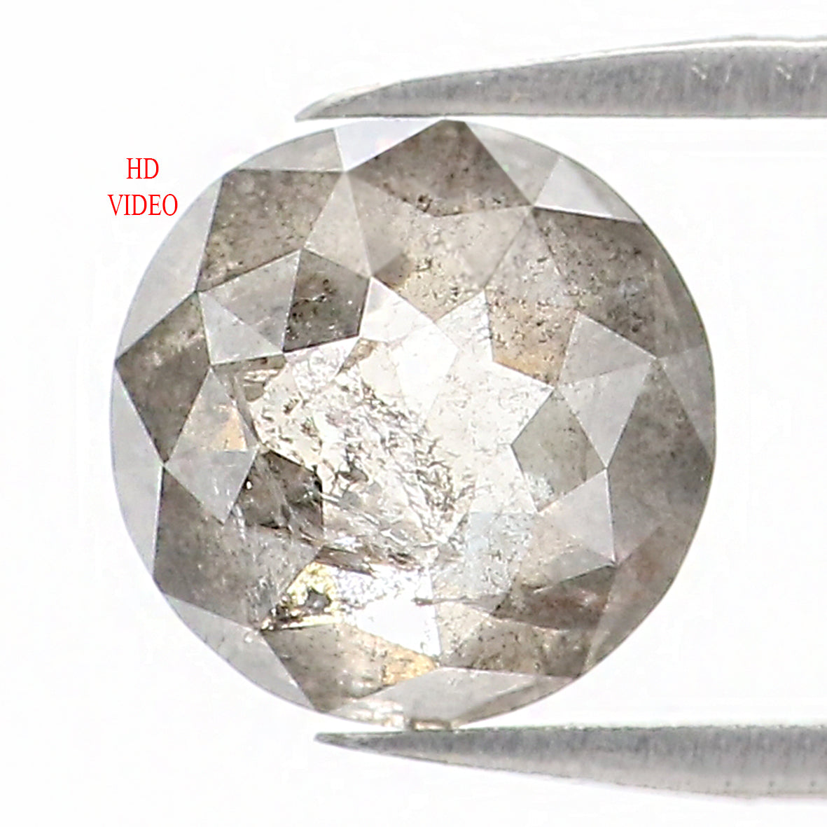 Natural Loose Round Rose Cut Salt And Pepper Diamond Black Grey Color 0.87 CT 5.80 MM Rose Cut Shape Diamond L1197