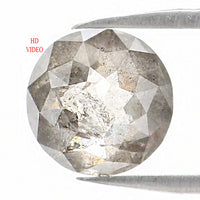 Natural Loose Round Rose Cut Salt And Pepper Diamond Black Grey Color 0.87 CT 5.80 MM Rose Cut Shape Diamond L1197