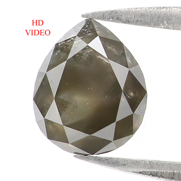 Natural Loose Pear Diamond Green Black Color 1.18 C 7.00 MM Pear Shape Rose Cut Diamond KDL1653
