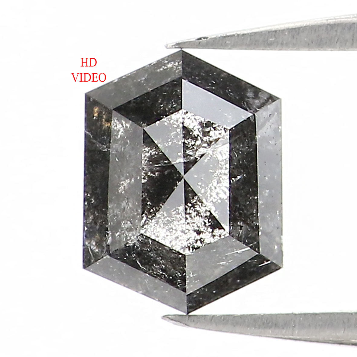 0.72 CT Natural Loose Hexagon Shape Diamond Salt And Pepper Hexagon Diamond 6.20 MM Black Grey Color Hexagon Shape Rose Cut Diamond QL1236
