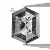 Natural Loose Hexagon Salt And Pepper Diamond Black Grey Color 0.72 CT 6.20 MM Hexagon Shape Rose Cut Diamond KDL1236