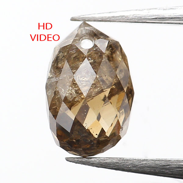 0.75 Ct Natural Loose Diamond, Briolette Diamond, Brown Diamond, Briolette Cut Bead Diamond, Polished Diamond, Faceted Diamond L9834