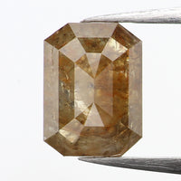0.71 Ct Natural Loose Diamond, Emerald Cut Diamond, Green Diamond, Brown Diamond, Rustic Diamond, Fancy Shape Diamond, Real Diamond KDL496