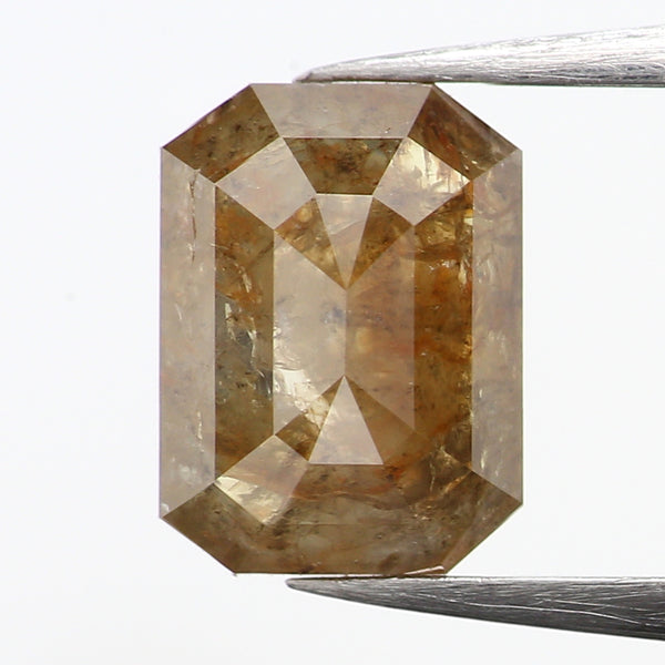 0.71 Ct Natural Loose Diamond, Emerald Cut Diamond, Green Diamond, Brown Diamond, Rustic Diamond, Fancy Shape Diamond, Real Diamond KDL496