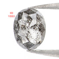 Natural Loose Oval Salt And Pepper Diamond Black Grey Color 0.95 CT 6.80 MM Oval Shape Rose Cut Diamond KDL1544