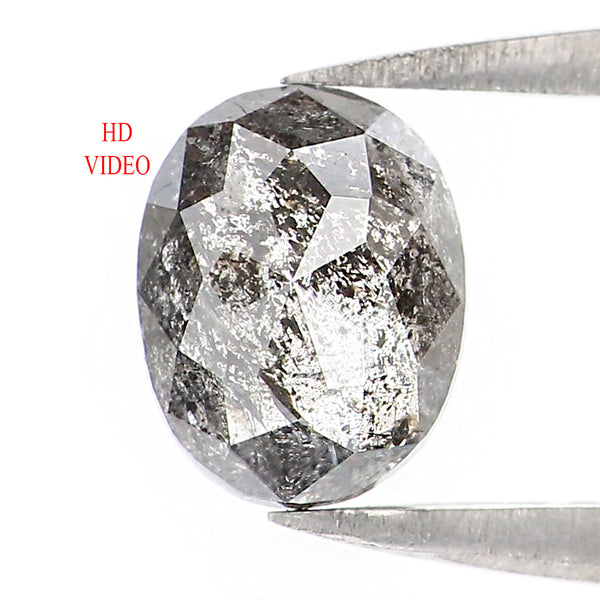 0.95 Ct Natural Loose Oval Shape Diamond Black Grey Color Diamond 6.80 MM Natural Loose Diamond Salt and Pepper Oval Shape Diamond QL1544