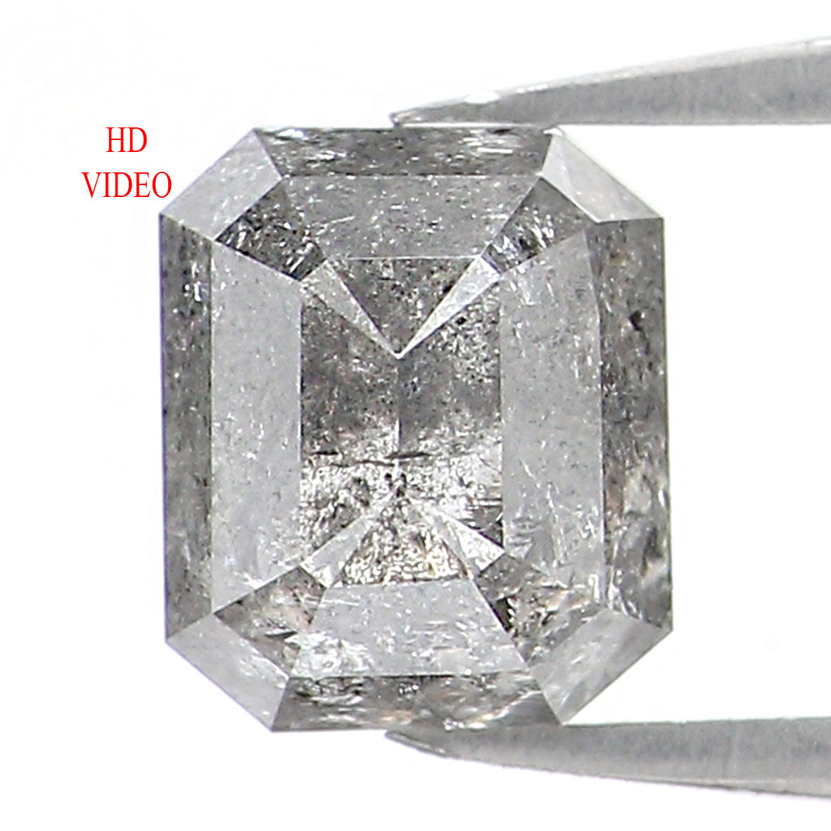 0.89 CT Natural Loose Emerald Shape Diamond Salt And Pepper Emerald Cut Diamond 5.50 MM Natural Black Grey Emerald Rose Cut Diamond LQ1220