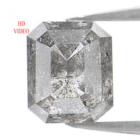 Natural Loose Emerald Salt And Pepper Diamond Black Grey Color 0.89 CT 5.50 MM Emerald Shape Rose Cut Diamond L1220