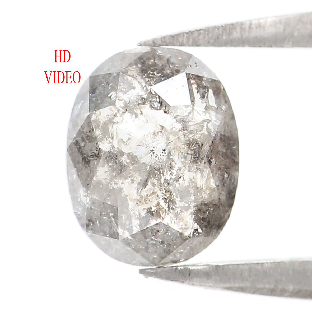 Natural Loose Oval Salt And Pepper Diamond Black Grey Color 0.89 CT 6.90 MM Oval Shape Rose Cut Diamond KDL1445