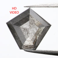 0.92 CT Natural Loose Diamond, Pentagon Cut Diamond, Salt And Pepper Diamond, Black Gray Diamond, Pentagon Shape, Rose Cut Diamond KDL438