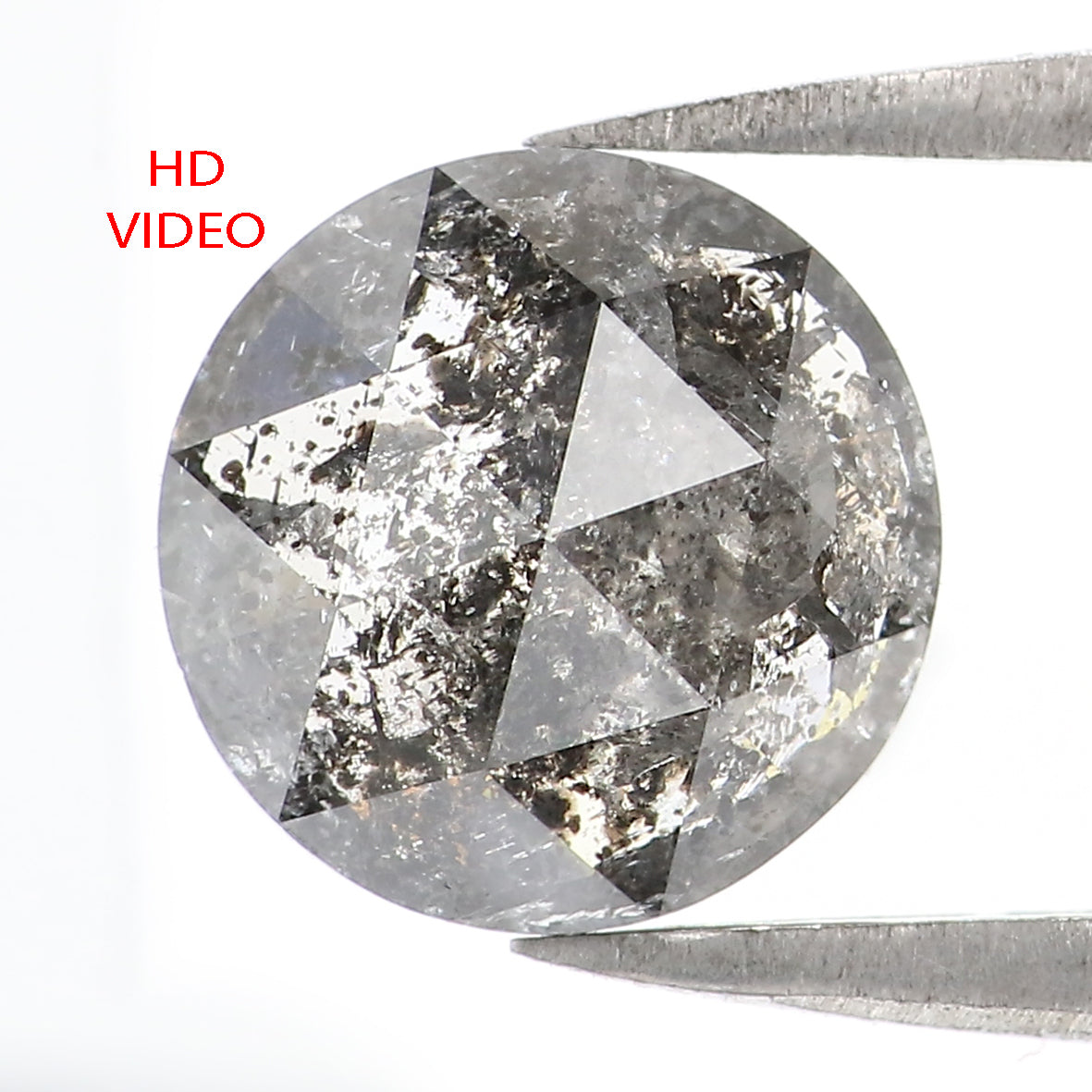 1.80 Ct Natural Loose Round Rose Cut Diamond Black Grey Color Rose Cut Diamond 8.10 MM Natural Loose Salt And Pepper Rose Cut Diamond QL1536