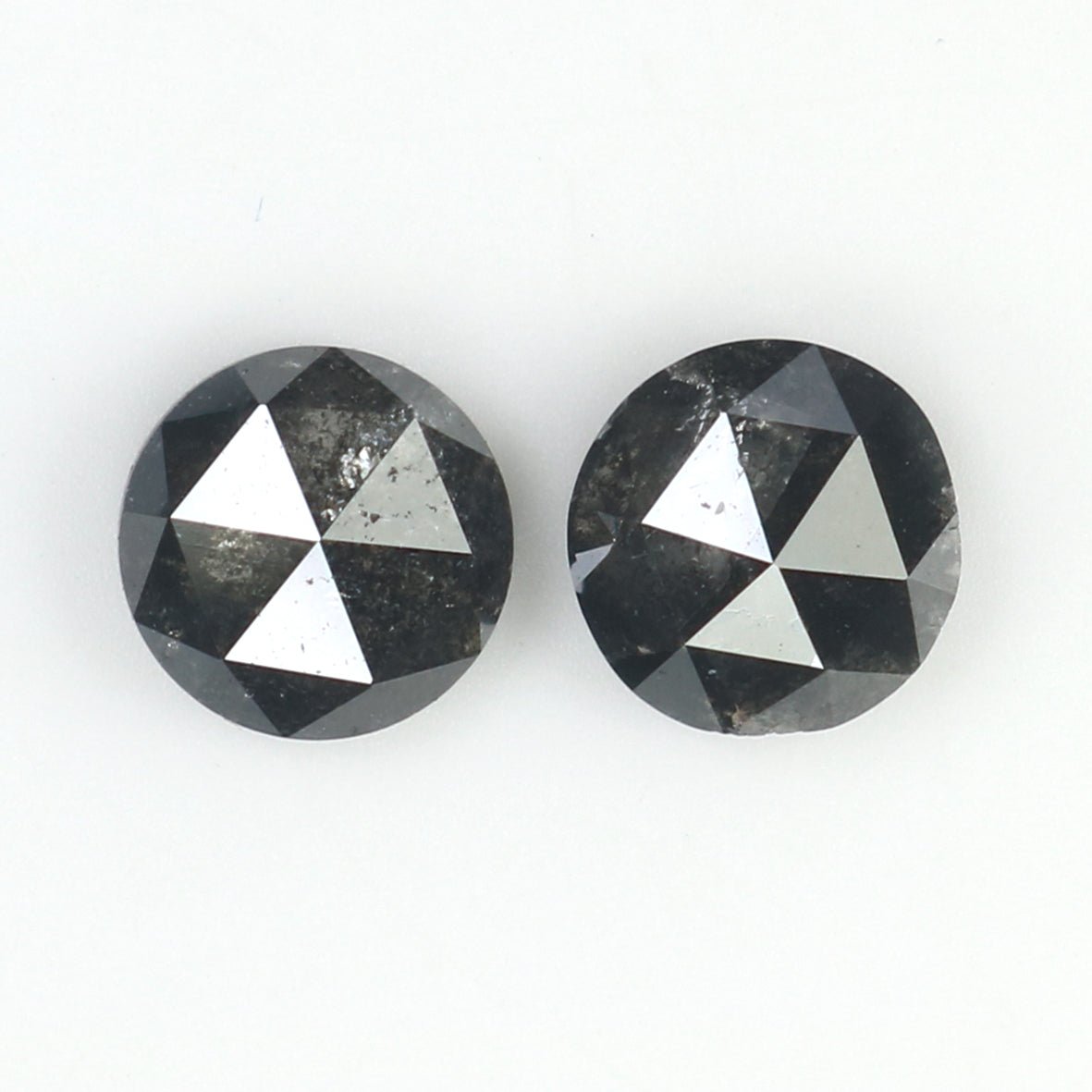 1.01 CT Natural Loose Round Rose Cut Pair Diamond Salt And Pepper Round Shape Diamond 5.00 MM Black Grey Round Shape Rose Cut Diamond QL1662