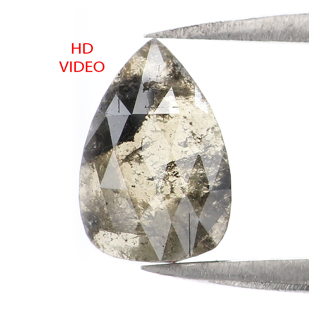 Natural Loose Pear Green Black Color Diamond 1.61 CT 9.05 MM Pear Shape Rose Cut Diamond L1576