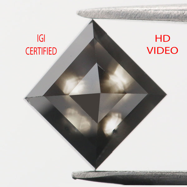 IGI CERTIFIED 1.33 Ct Natural Loose Diamond Modified Princess Cut Natural Black Color 5.84 MM KDL8961
