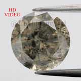 2.43 Ct Natural Loose Diamond Round Yellow Green Salt And Pepper Color I3 Clarity 8.20 MM KDL8553