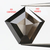 IGI CERTIFIED 1.74 Ct Natural Loose Diamond Pentagon Modified Brilliant Cut Black Color 8.05 MM KDL9381