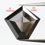 IGI CERTIFIED 1.74 Ct Natural Loose Diamond Pentagon Modified Brilliant Cut Black Color 8.05 MM KDL9381