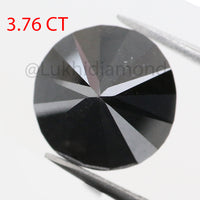 3.76 Ct Natural Loose Diamond Round Black Color 9.30 MM KDL8487