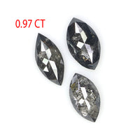 Natural Loose Marquise Salt And Pepper Diamond Black Grey Color 0.97 CT 6.32 MM Marquise Shape Rose Cut Diamond KDL2559
