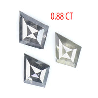 Natural Loose Kite Salt And Pepper Diamond Black Grey Color 0.88 CT 5.81 MM Kite Shape Rose Cut Diamond L2454