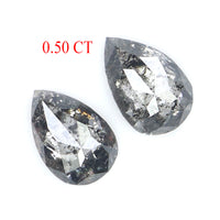 Natural Loose Pear Diamond, Salt And Pepper Pear Diamond, Natural Loose Diamond, Pear Rose Cut Diamond, 0.50 CT Pear Cut Diamond KR2635