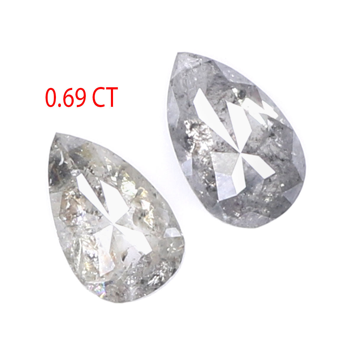 Natural Loose Pear Salt And Pepper Diamond Black Grey Color 0.69 CT 5.85 MM Pear Shape Rose Cut Diamond L272