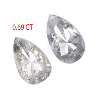 Natural Loose Pear Salt And Pepper Diamond Black Grey Color 0.69 CT 5.85 MM Pear Shape Rose Cut Diamond L272