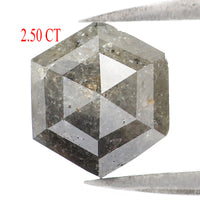 Natural Loose Hexagon Salt And Pepper Diamond Black Grey Color 2.50 CT 7.40 MM Hexagon Shape Rose Cut Diamond KR1754