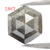 Natural Loose Hexagon Salt And Pepper Diamond Black Grey Color 2.50 CT 7.40 MM Hexagon Shape Rose Cut Diamond KR1754