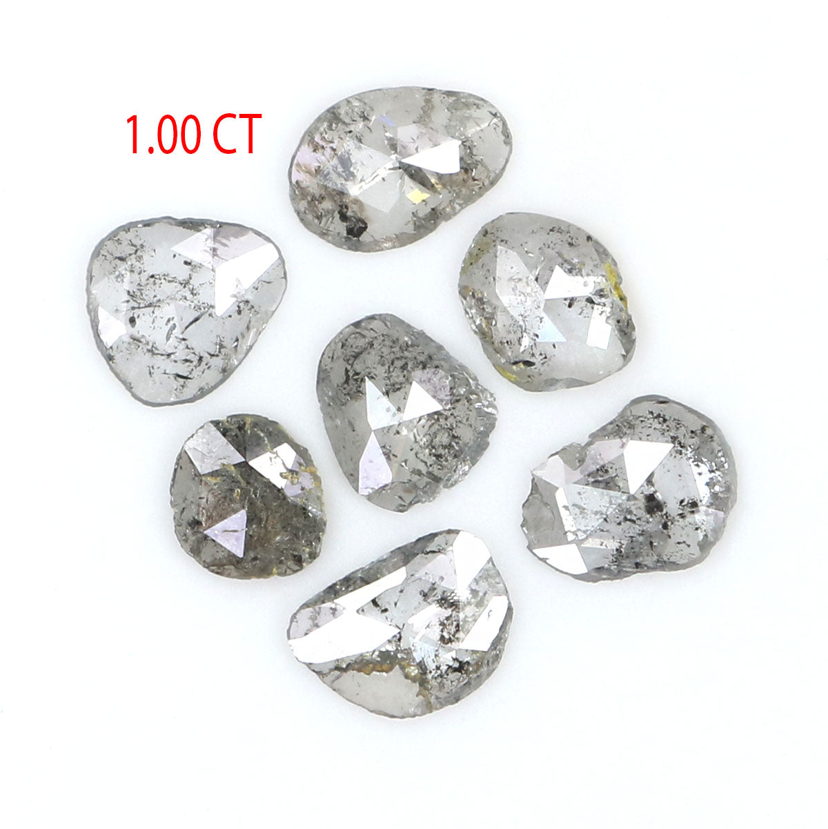 Natural Loose Slice Salt And Pepper Diamond Black Grey Color 1.00 CT 4.30 MM Slice Shape Rose Cut Diamond L2522