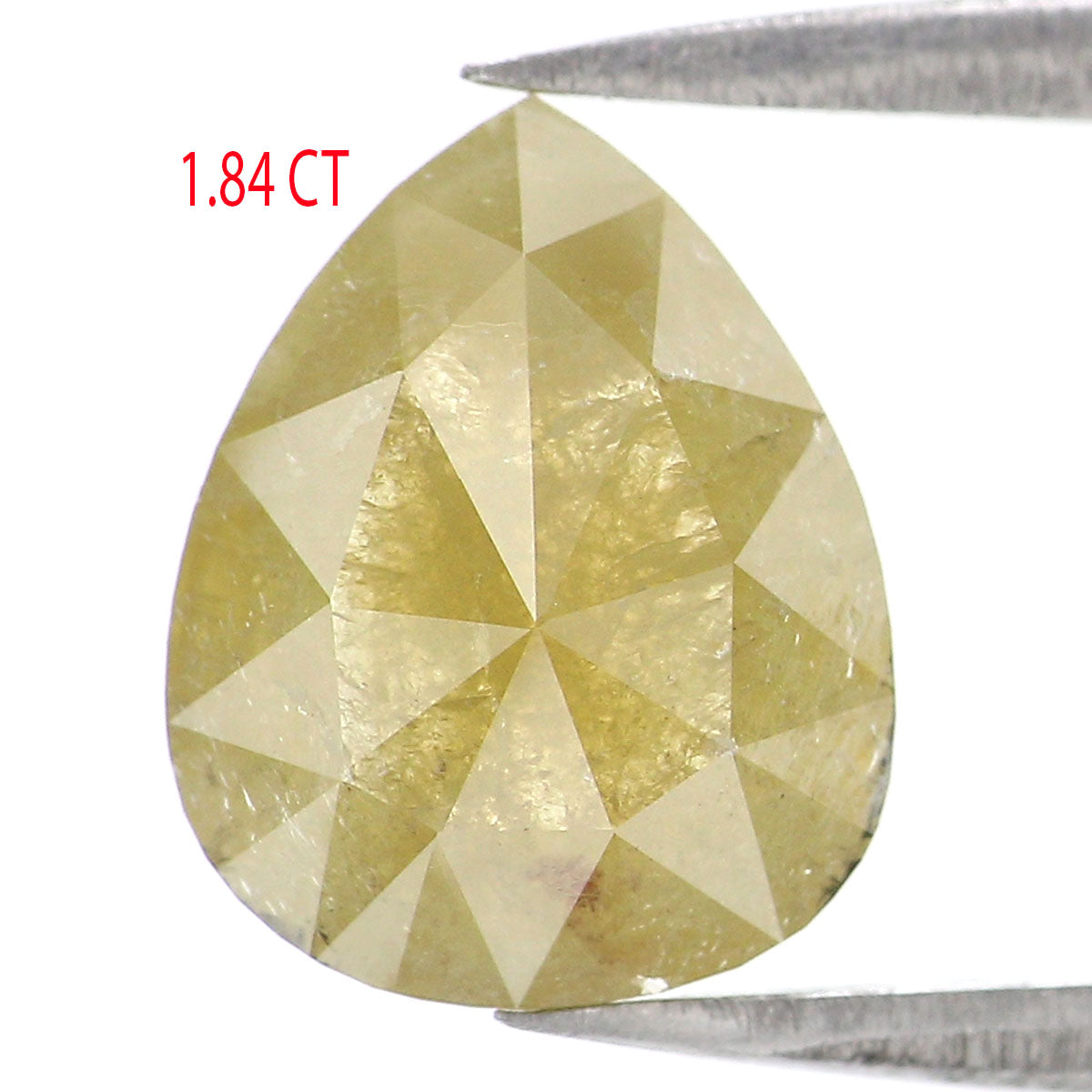 Natural Loose Pear Yellow Color Diamond 1.84 CT 10.00 MM Pear Shape Rose Cut Diamond KR1024