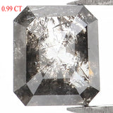 Natural Loose Emerald Salt And Pepper Diamond Black Grey Color 0.99 CT 6.40 MM Emerald Shape Rose Cut Diamond L1337