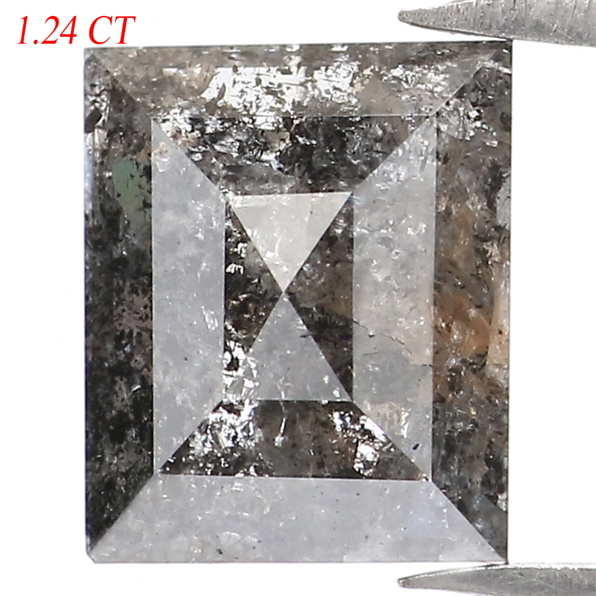 1.24 CT Natural Loose Square Shape Diamond Salt And Pepper Square Cut Diamond 7.10 MM Black Grey Color Square Shape Rose Cut Diamond QL5053