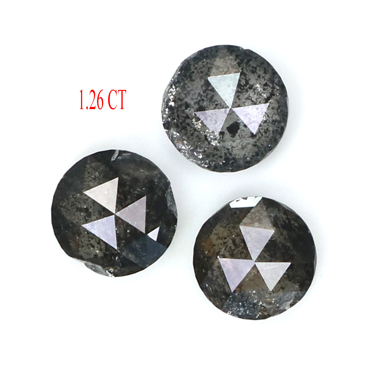 1.26 Ct Natural Loose Round Rose Cut Diamond Salt And Pepper Round Diamond 4.70 MM Natural Black Grey Color Round Rose Cut Diamond KQ1729