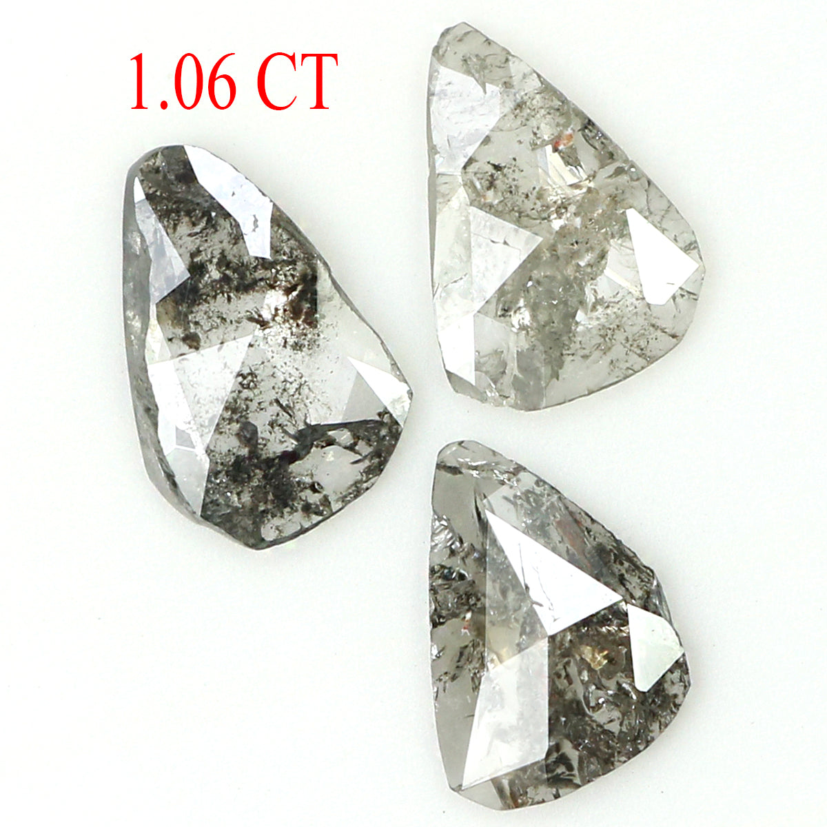 1.06 Ct Natural Loose Slice Shape Diamond Salt And Pepper Slice Cut Diamond 6.60 MM Natural Black Grey Diamond Irregular Cut Diamond KQ2423