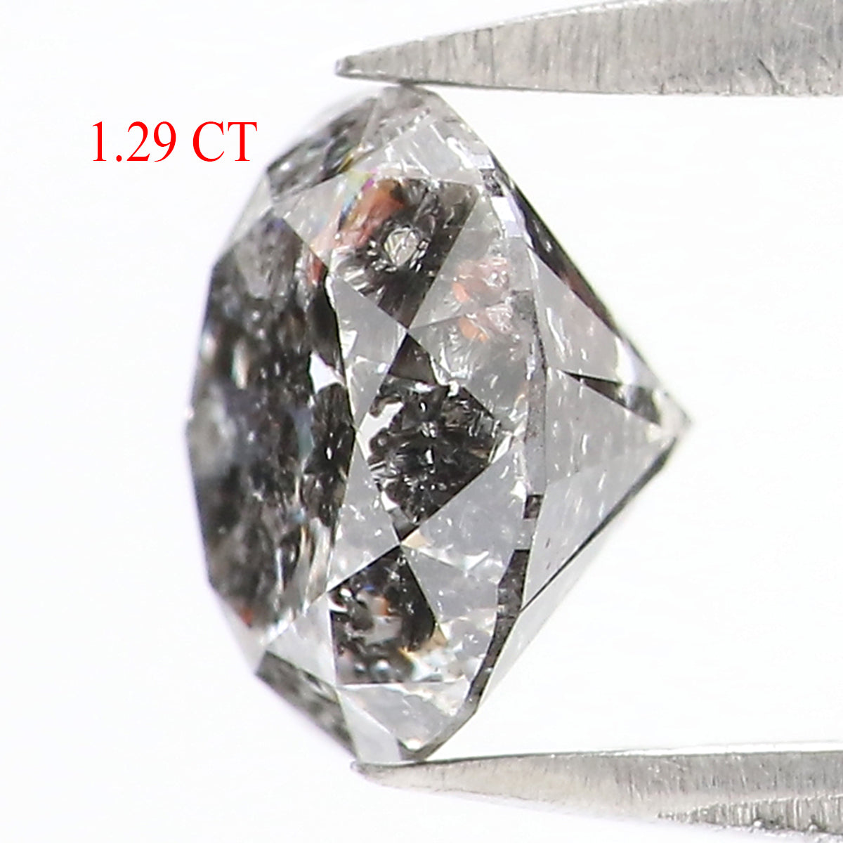 1.29 CT Natural Loose Round Shape Diamond Black Grey Color Round Shape Diamond 6.65 MM Salt And Pepper Round Brilliant Cut Diamond QL2747