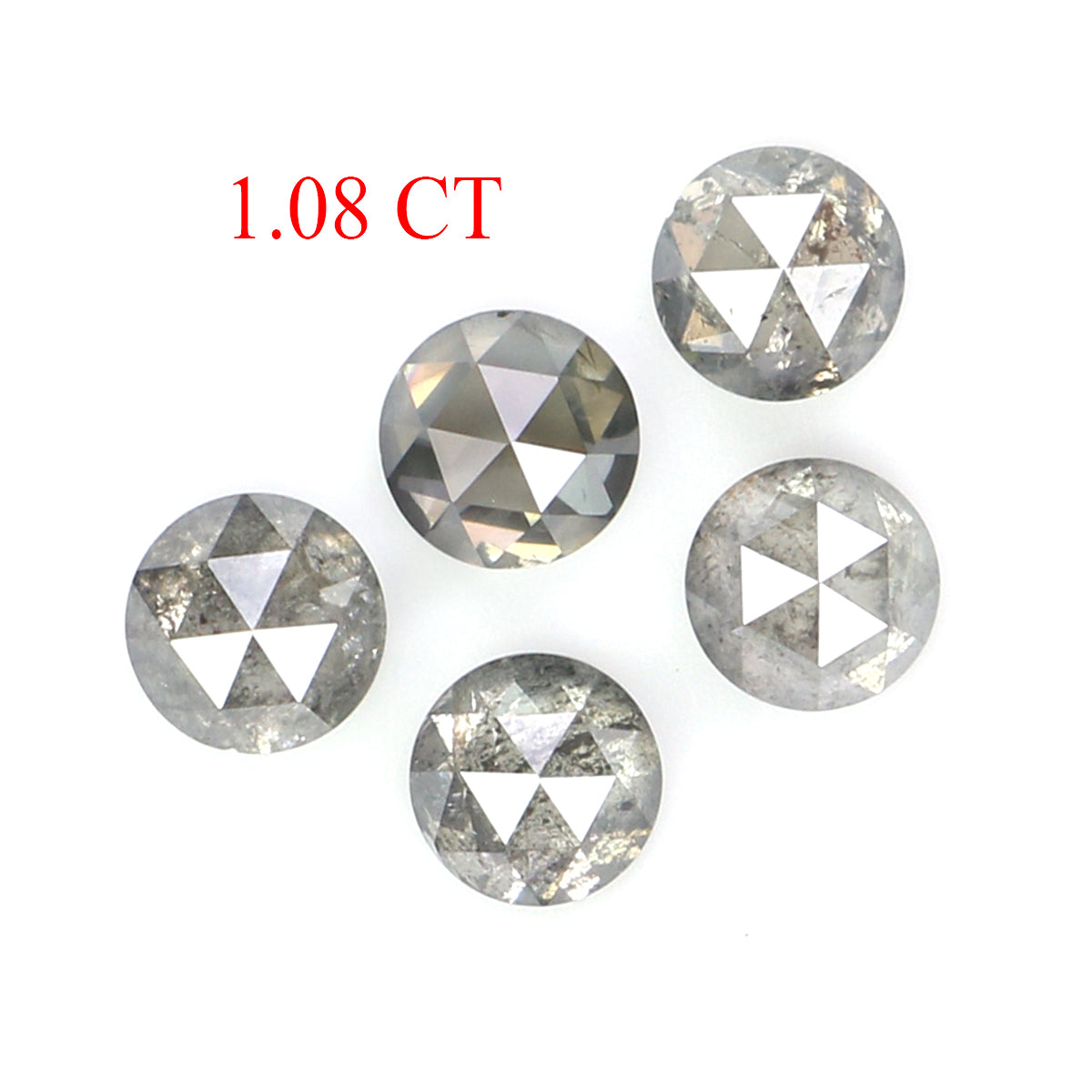 Natural Loose Round Rose Cut Diamond, Salt And Pepper Round Diamond, Natural Loose Diamond, Rose Cut Diamond, 1.08 CT Round Shape L2786