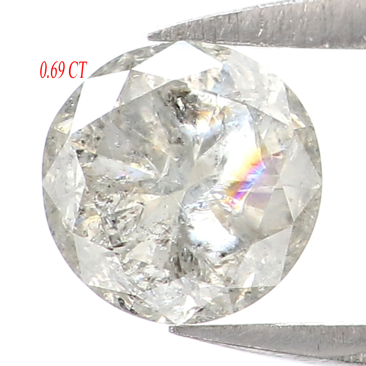0.69 CT Natural Loose Round Shape Diamond Salt And Pepper Round Diamond 5.20 MM Natural Black Grey Color Round Brilliant Cut Diamond KQ1972