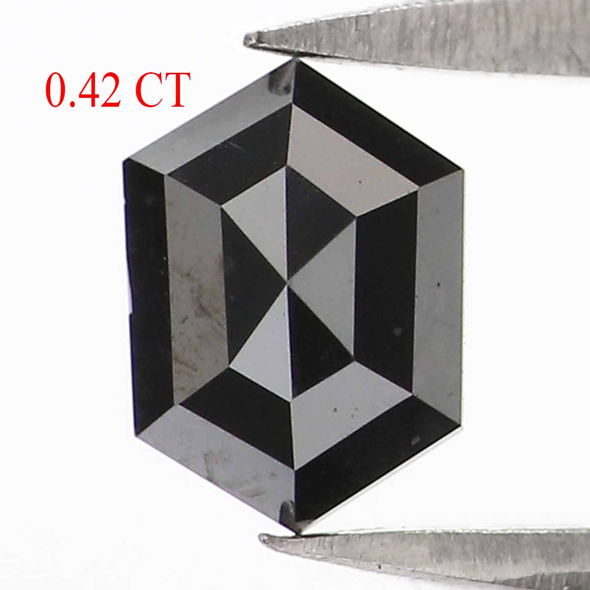 0.42 CT Natural Loose Hexagon Shape Diamond Black Color Hexagon Diamond 5.90 MM Natural Loose Black Color Hexagon Rose Cut Diamond KQ2647