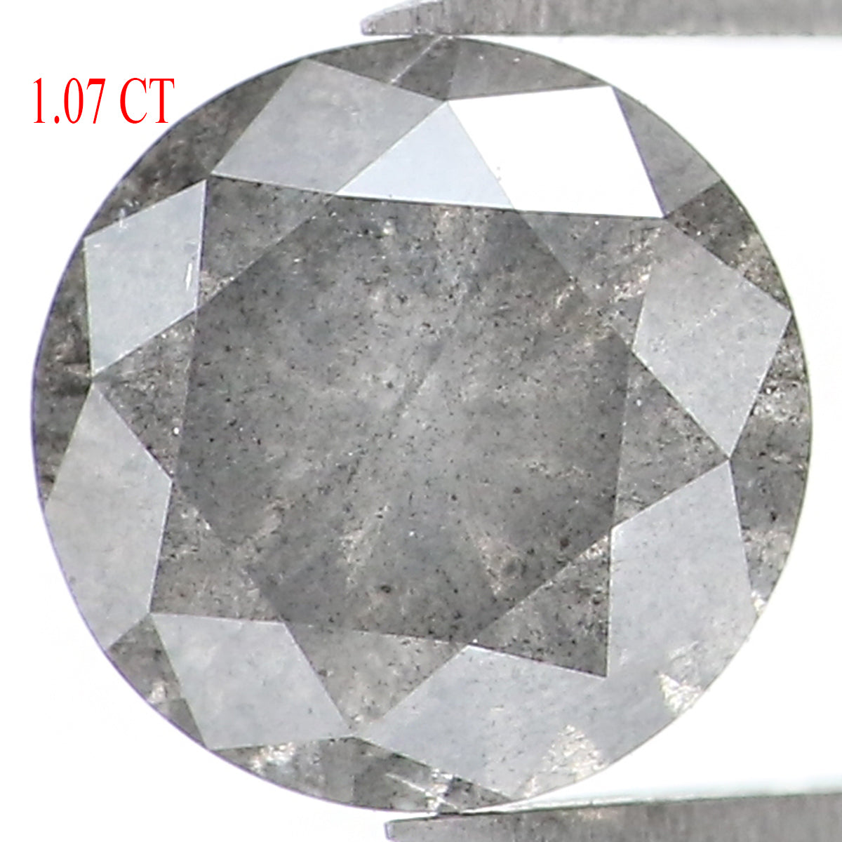 Natural Loose Round Salt And Pepper Diamond Black Grey Color 1.07 CT 6.20 MM Round Brilliant Cut Diamond L1470