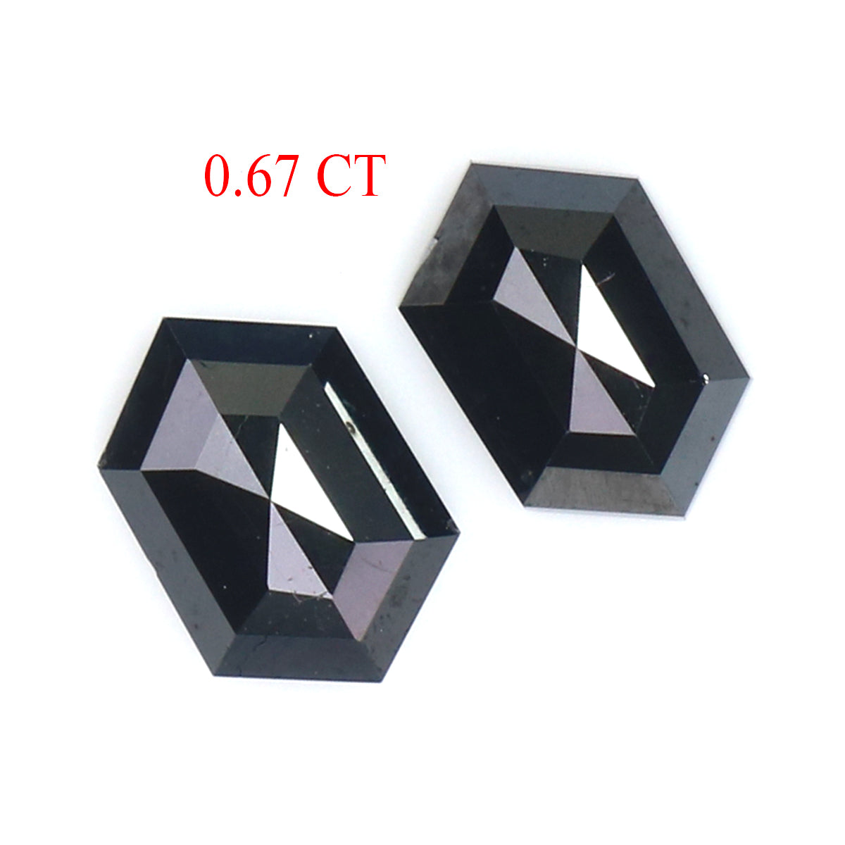 0.67 CT Natural Loose Hexagon Cut Pair Diamond Black Hexagon Cut Diamond 5.60 MM Natural Loose Black Color Hexagon Rose Cut Diamond QL2740