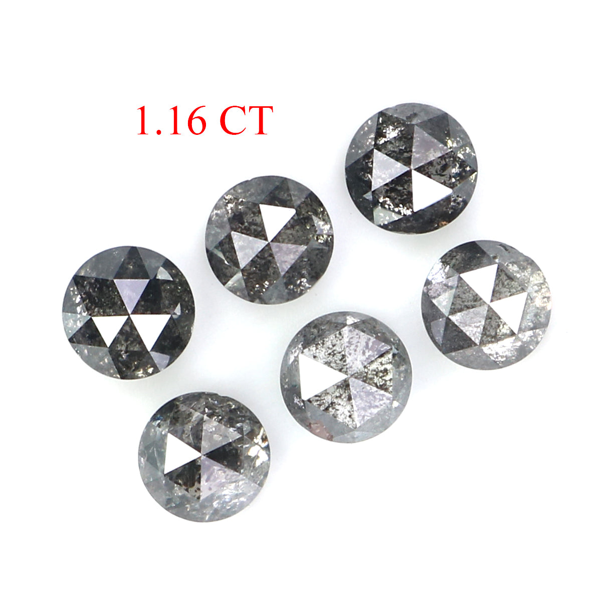 Natural Loose Round Rose Cut Diamond, Salt And Pepper Round Diamond, Natural Loose Diamond, Rose Cut Diamond, 1.16 CT Round Shape L2779