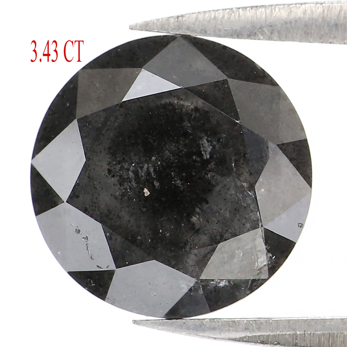 3.43 Ct Natural Loose Round Shape Diamond Black Color Round Cut Diamond 9.00 MM Natural Black Diamond Round Brilliant Cut Diamond KQ1999