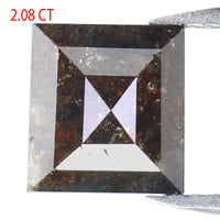 Natural Loose Square Brown Black Color Diamond 2.08 CT 7.60 MM Square Shape Rose Cut Diamond L7152