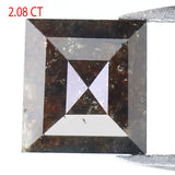 Natural Loose Square Brown Black Color Diamond 2.08 CT 7.60 MM Square Shape Rose Cut Diamond L7152