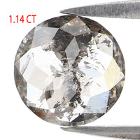 Natural Loose Round Rose Cut Salt And Pepper Diamond Black Grey Color 1.14 CT 7.28 MM Rose Cut Shape Diamond L2590