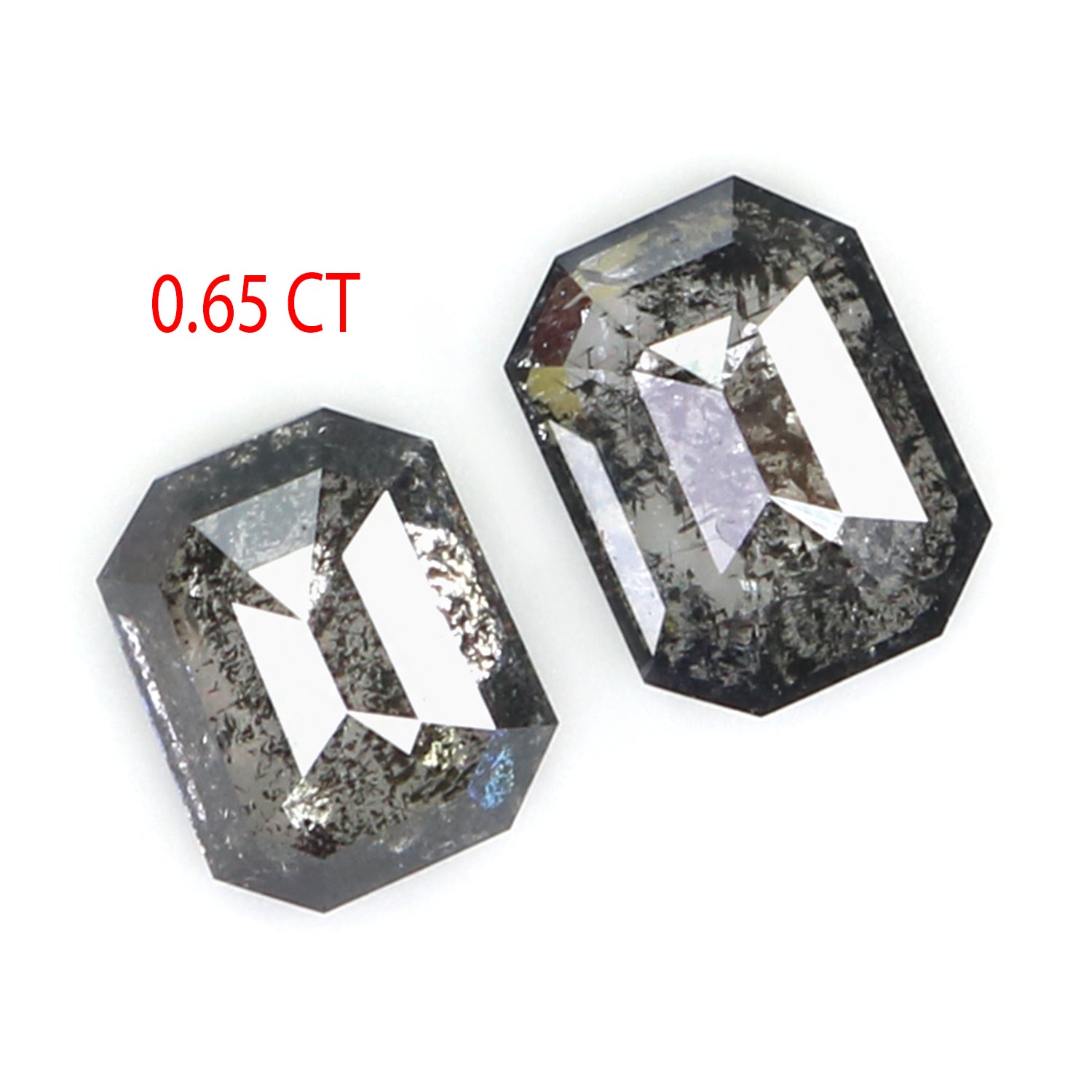 0.65 CT Natural Loose Emerald Pair Diamond Black Grey Color Emerald Cut Diamond 4.45 MM Salt And Pepper Diamond Emerald Pair Diamond QL2544