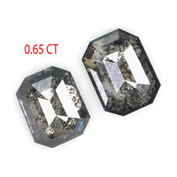 Natural Loose Emerald Salt And Pepper Diamond Black Grey Color 0.65 CT 4.45 MM Emerald Shape Rose Cut Diamond KDL2544