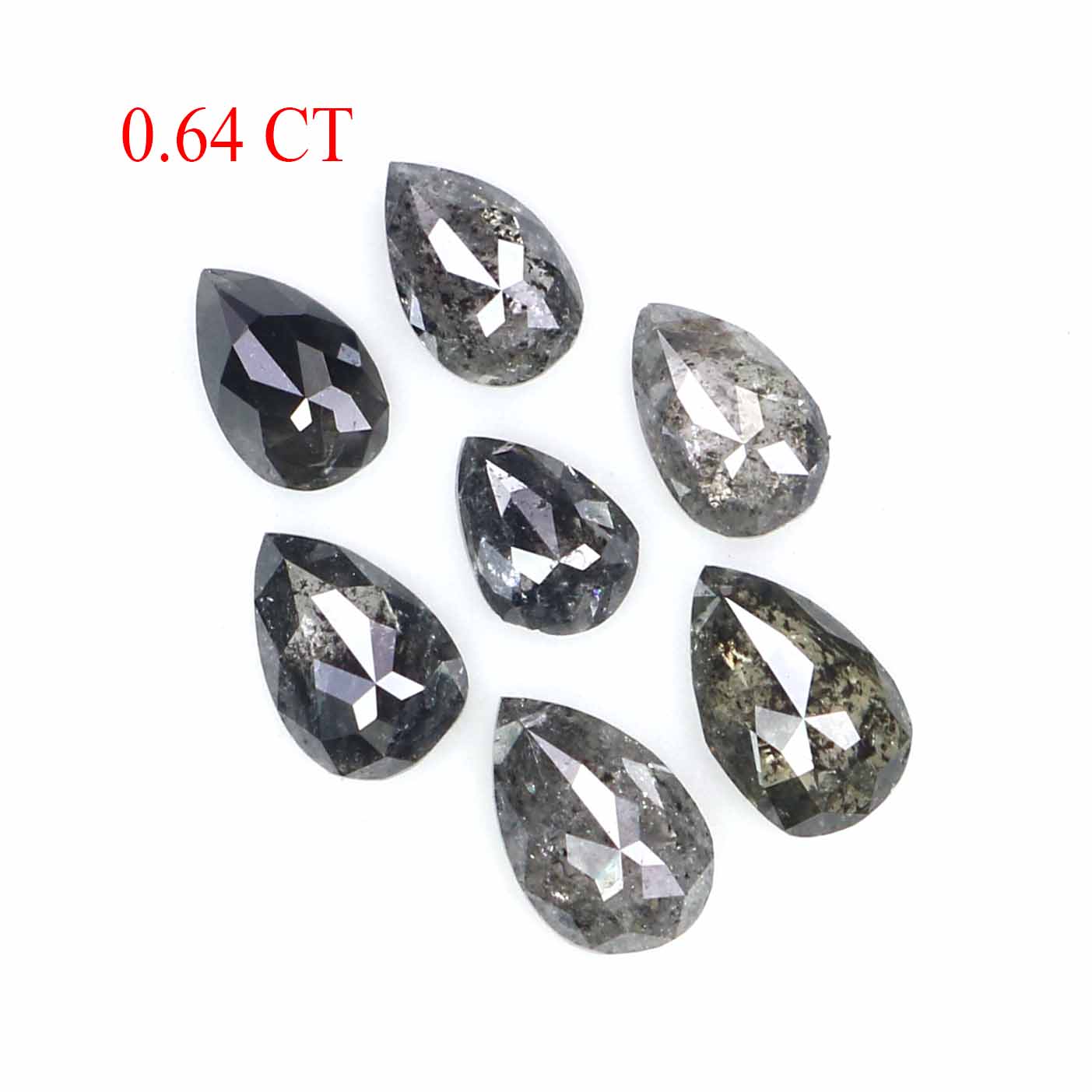 0.64 CT Natural Loose Pear Shape Diamond Salt And Pepper Pear Diamond 4.05 MM Natural Loose Black Grey Color Pear Rose Cut Diamond LQ2762
