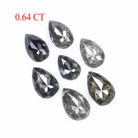 Natural Loose Pear Diamond, Salt And Pepper Pear Diamond, Natural Loose Diamond, Pear Rose Cut Diamond, 0.64 CT Pear Cut Diamond L2762